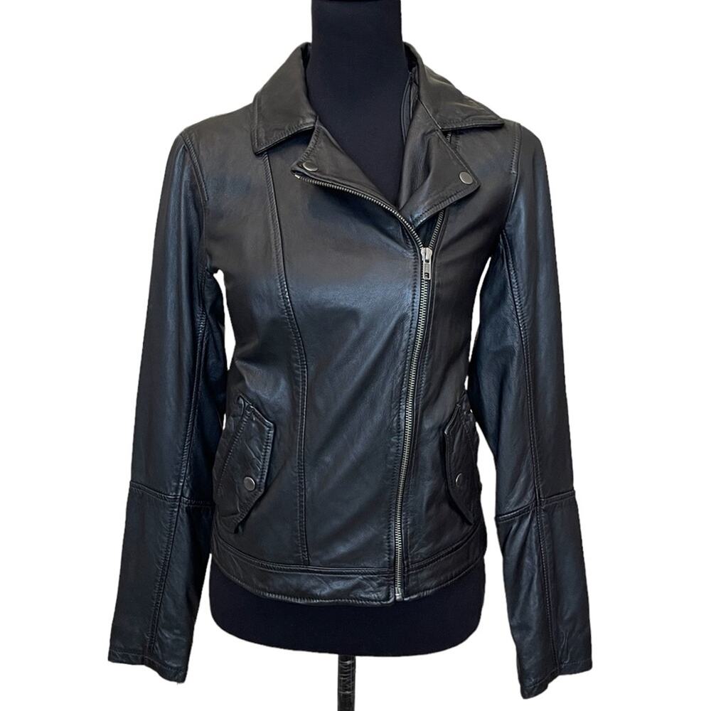 New ~ CASLON ~ ( Nordstrom) 100% Leather Moto Jacket Size XS 32" Bust